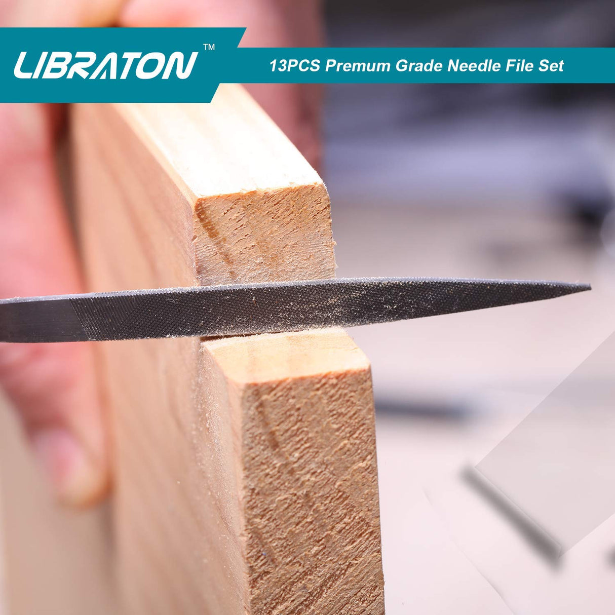 LIBRATON Needle Files Set 13PCS with 6 Steel File, 6 Diamond File Set, Cleaning Brush & Carrying Case for Wood and Metal Work DIY Metal File LIBRATON