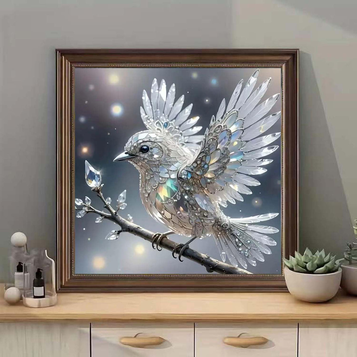 Hummingbird 5D Diamond Painting Kits for Adults,Diamond Art Kits White Bird for Beginners,DIY Full Drill Gem Art Craft Kits for Adults Home Wall Decor 12x12inch SHICERNHJ