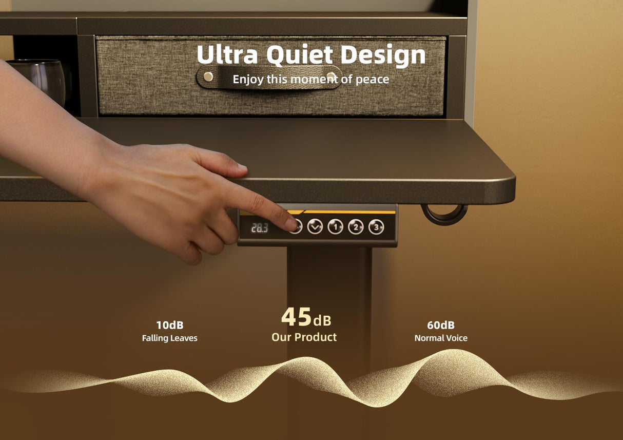 YDN Standing Desk with Drawers, 48 Inch Standing Desk Adjustable Height, Adjustable Electric Stand Up Sit Stand Small with Storage and Shelf, Black YDN