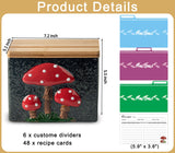 dgudgu Mushroom Recipe Box With Cards And Dividers Ceramic Recipe Card Box Cute Recipe Box And Cards Black Recipe Cards And Box Set With Bamboo Lid dgudgu