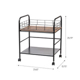IRIS USA Wide Wood and Metal Rolling Storage Cart, Brown IRIS