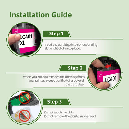 LC401XL Ink Cartridges for Brother Printer LC401 Ink High Yield for Brother LC401 Ink Cartridges Work for MFC-J1010DW MFC-J1170DW MFC-J1012DW MFC-J1800DW MFC J1010DW(4 Pack, Black Cyan Magenta Yellow)