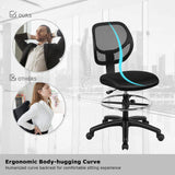 Giantex Mesh Drafting Chair, Standing Desk Chair w/Footrest Ring, Adjustable Height Chair Mid Back Tall Office Chair for Home Office, Black Giantex