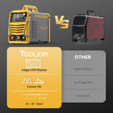 TOOLIOM TIG Welder with Pulse Multifunctional TIG Welding Machine DC TIG/Spot TIG/Pulse TIG/Stick 110&220V Dual Voltage with Large Digital Display TOOLIOM