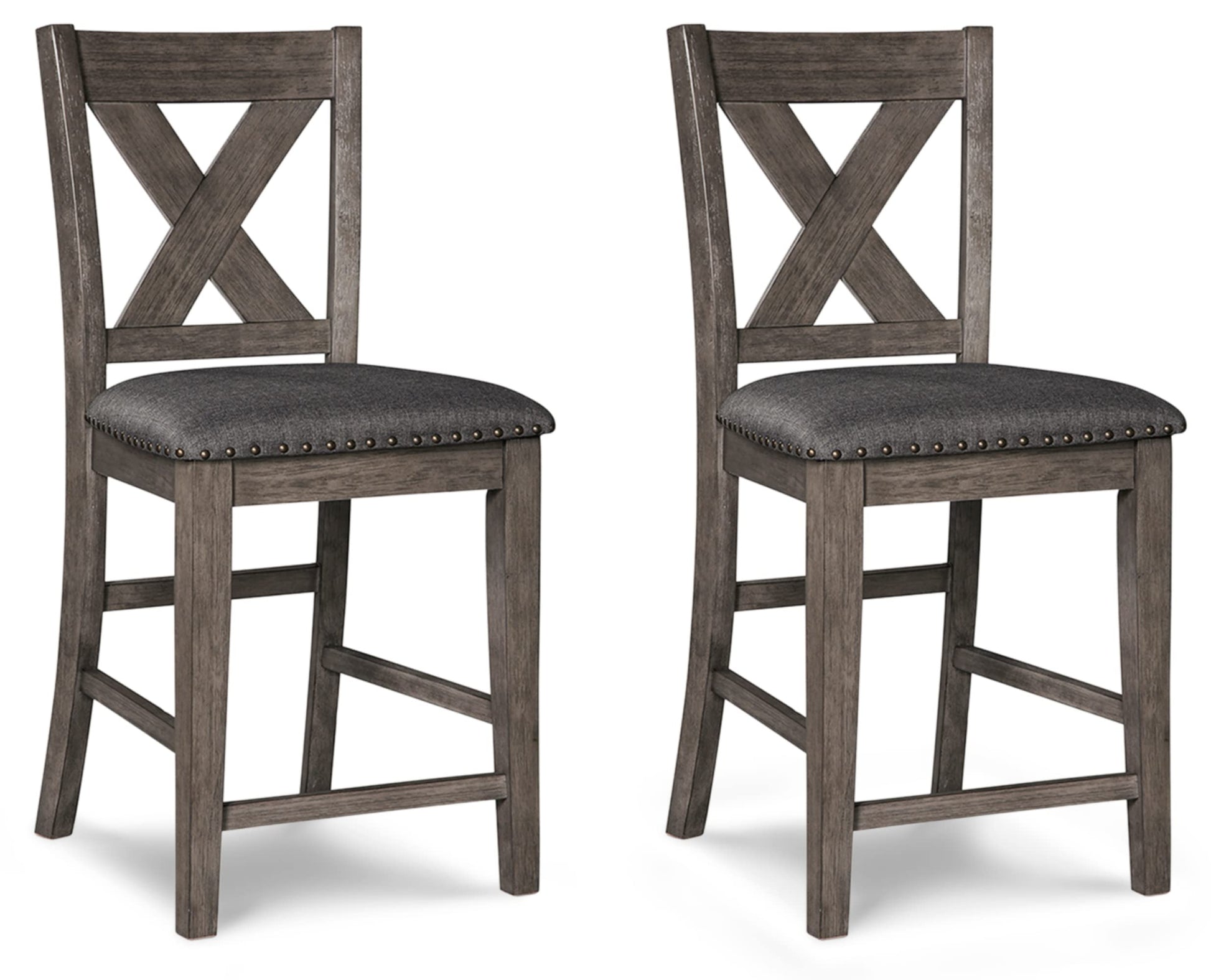 Signature Design by Ashley Caitbrook Rustic 24.63" Counter Height Upholstered Barstool, Set of 2, Gray - WoodArtSupply