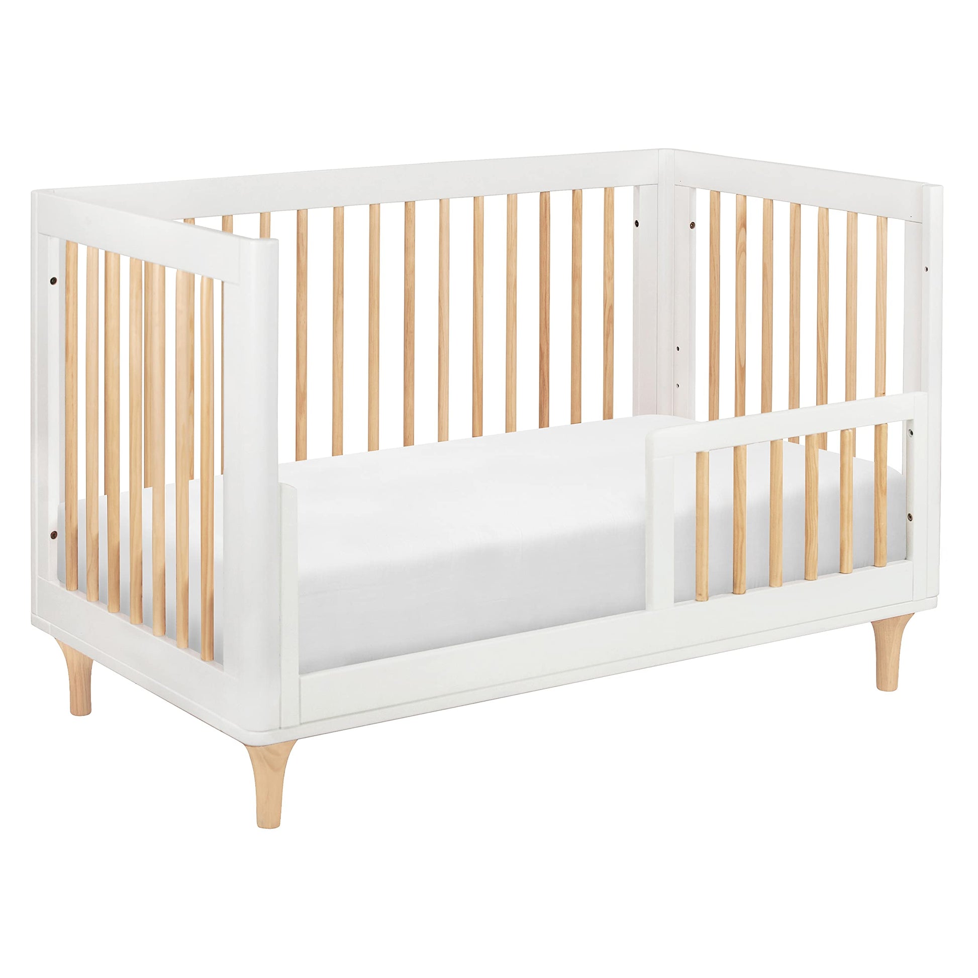 Babyletto Lolly 3-in-1 Convertible Crib with Toddler Bed Conversion Kit in White and Natural, Greenguard Gold Certified - WoodArtSupply