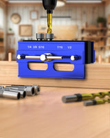 VASTHOME Self Centring Dowel Jig, Adjustable Drill Jig for Straight Holes, Biscuit Joiner Set with 6 Drill Guides, Adjustable Width Dowelling Jig for Straight Holes(blue) VASTHOME