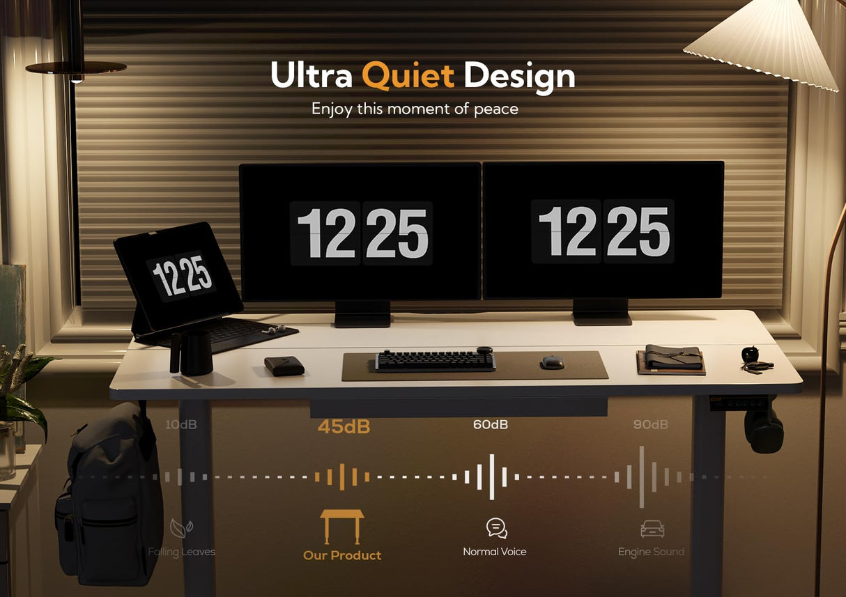 Claiks Standing Desk with Drawers, Stand Up Electric Standing Desk Adjustable Height, Sit Stand Desk Computer Workstation, 55 Inch, White Claiks