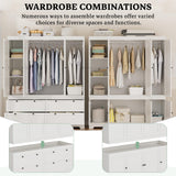 PLANNTONNEO Large White Wardrobe Closet with Drawers, Modular Closet System with Doors and Hanging Rods, Tall Large Armoire Ample Storage, Big Bedroom Armoires (8 Doors/White) PLANNTONNEO