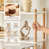 IOTXY 5-Tier Wooden Shelf Bookcase - Modern Open Bookshelf, Free Standing Storage Rack, Multifunctional Display Stand for Home and Office, Oak, Rectangle IOTXY
