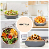 TPIA 11.81" Spun Bamboo Fruit Bowl, Bamboo fruit basket, fruit bowl for kitchen counter, Decorative Bowl,Fruit bowl,Wooden bowl,Decorative bamboo bowl,Bamboo salad bowl (Grey, Pack of 2) TPIA