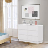 OTUTUMUS 6 Drawers Double Dresser, White Modern Chest of Drawer, Curved Edged Wood Dresser for Bedroom Living Room, Closet, Office, Hallway OTUTUMUS
