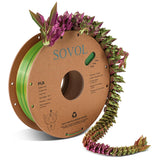 Sovol PLA Filament Silk Tri Color Co-Extrusion 1.75mm, 3D Printer Filament 1kg/ 2.2lbs, Shiny Silk Gold Green Rose Red 3 in 1 Coextrusion PLA Material +/-0.03mm Sovol