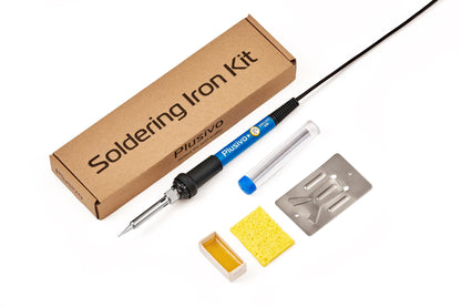 Soldering Iron Kit Electronics, Adjustable Temperature Soldering Iron 60W, Solder Wire, Solder Paste, Mini Stand from Plusivo