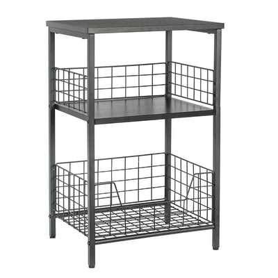 X-cosrack Side Table, Small End Table Record Player Stand with Storage, Vinyl Record Storage Night Stand for Living Room, Bedroom,Office(Patent Pending)(Black)