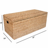 Wholestory Collective Wicker End of Bed Bench Rattan Storage Trunk and Chest Seagrass XL Organizers with Lid, Rattan Coffee Table Ottoman With Storage Handwoven Box (Extra Large) Wholestory Collective