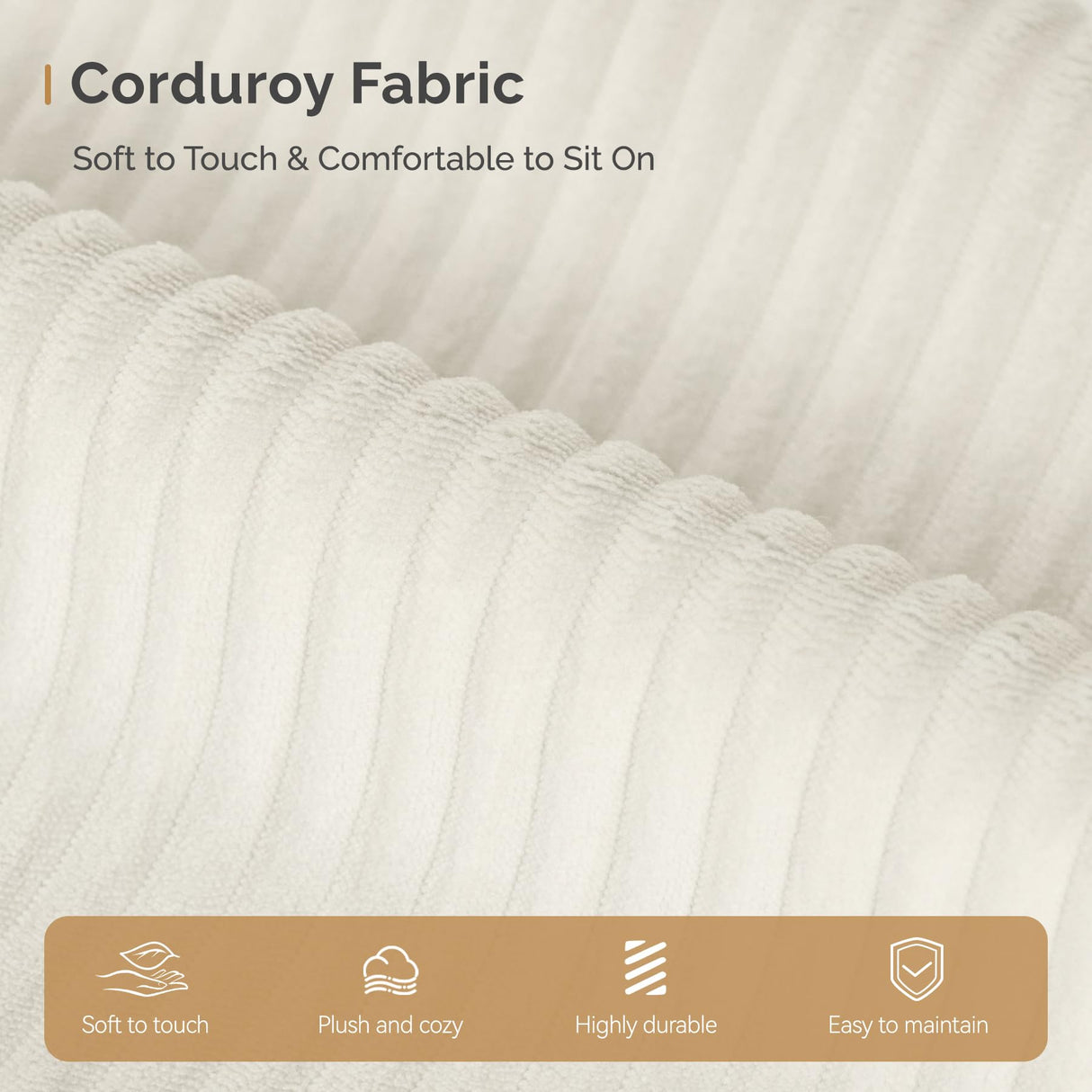 Luxanimarion Modern Style Curved Sofa, Upholstery Corduroy Sofa Couch with 3 Pillows, Oversized Sleek Curved Sectional Boucle Fabric Couch for Living Room White Luxanimarion