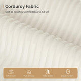 Luxanimarion Modern Style Curved Sofa, Upholstery Corduroy Sofa Couch with 3 Pillows, Oversized Sleek Curved Sectional Boucle Fabric Couch for Living Room White Luxanimarion