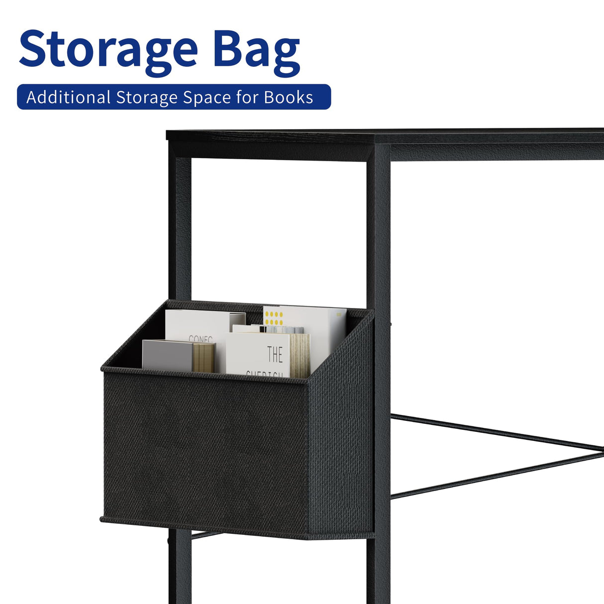 Pamray 32 Inch Computer Desk for Small Spaces with Storage Bag, Home Office Work Desk with Headphone Hook, Small Office Desk Study Writing Table Pamray