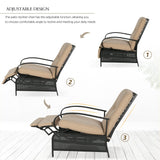 Ulax Furniture Patio Recliner Chair Automatic Adjustable Back Outdoor Lounge Recliner Chair with 100% Olefin Cushion (Beige) Ulax furniture