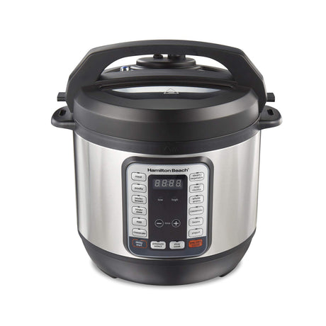 Hamilton Beach 12-in-1 Electric Pressure Cooker with True Slow Cook Technology, Sautés, Browns, Steams, Rice Function, Egg and More, 8 Quart Capacity, Stainless Steel (34508) Hamilton Beach