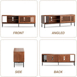 BVIUNTWO 65" Industrial Modern TV Stand, Media Cabinet, TV Console Suits TV up to 70 inch, with Cut-out Panel Sliding Door, Adjustable Storage Shelves, Sturdy Metal Legs with Leveler BVIUNTWO