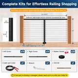 Gyykzz 5FT-8FT Porch Railing, 36" Matte Black Level Drilled Cable Railing Post Kits System for Outdoor Wood Porch with 1 Stainless Steel Railing Post, 99ft Black Cable, 20 Thread Swage Lag Screws Gyykzz