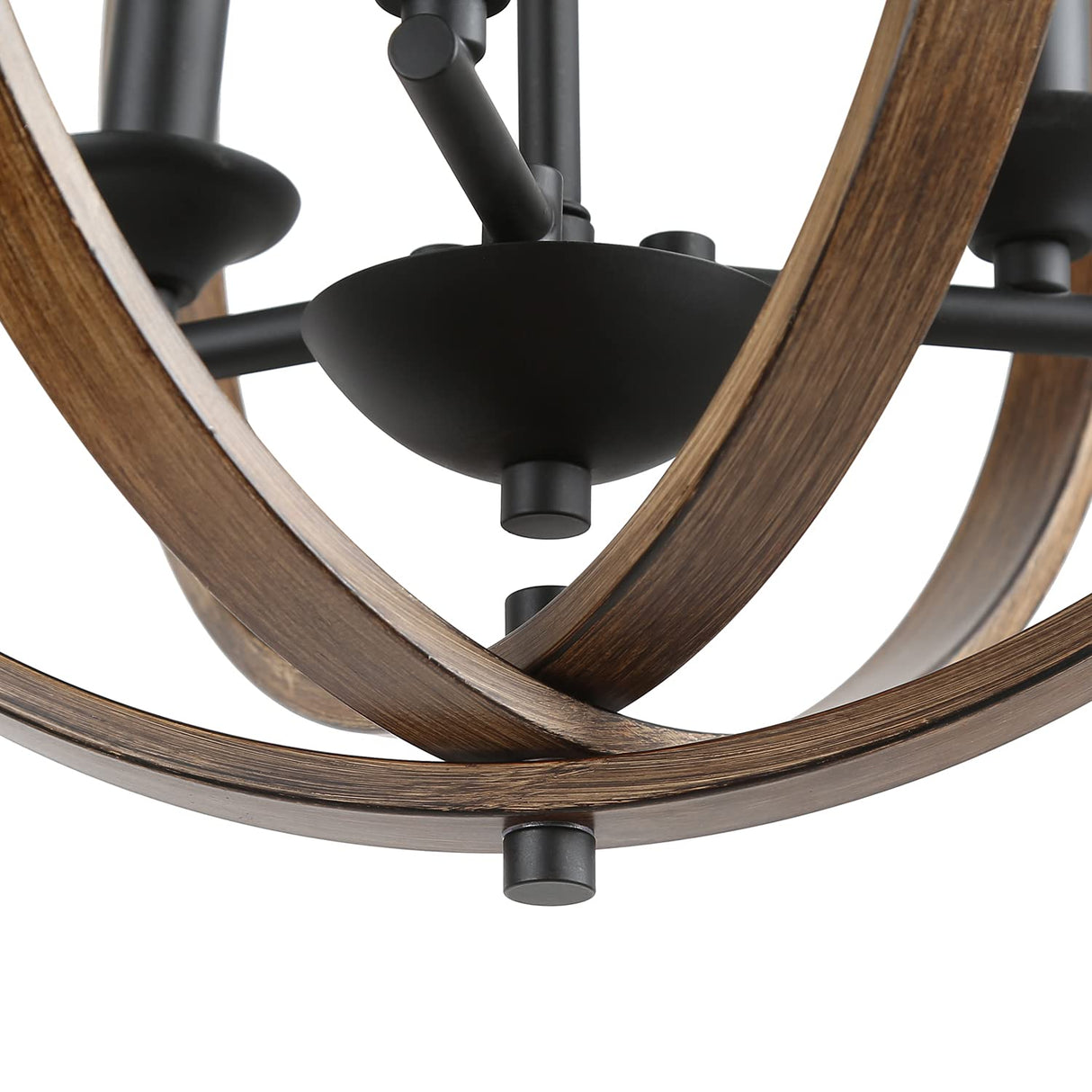 LOG BARN Farmhouse Chandeliers, Faux-Wood Globe Hanging 3-Light Fixture for Dining & Living Room, Bedroom, Foyer and Entryway LOG BARN