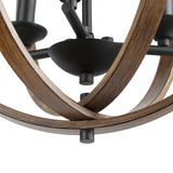 LOG BARN Farmhouse Chandeliers, Faux-Wood Globe Hanging 3-Light Fixture for Dining & Living Room, Bedroom, Foyer and Entryway LOG BARN