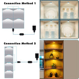 4 Pack RGB Shelf Lights, Wired Display Lights with Memory Function, Plug-in Bookshelf Lighting, Color Changing Under Shelf Lighting, RGB Puck Lights for Shelf/Cabinet/Display Case, Button Control JUSJUBR