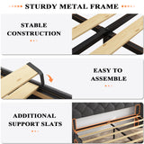 TIGUBFRE Dark Grey Upholstered Full Size Bed Frame with LED Lights and Storage Drawers TIGUBFRE