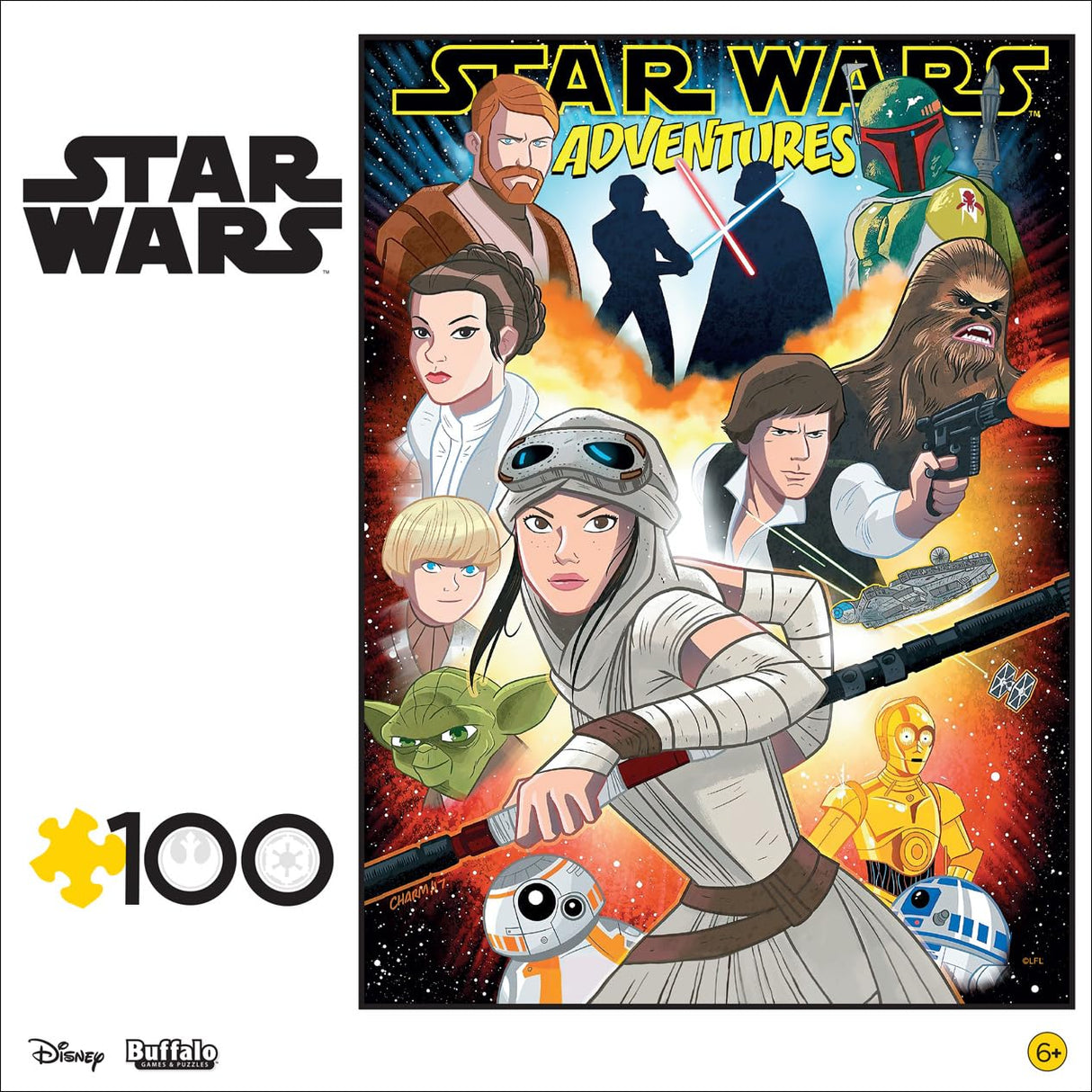 Buffalo Games - Star Wars - Adventures - 100 Piece Jigsaw Puzzle for Families -Challenging Puzzle Perfect for Game Nights - Finished Size is 15.00 x 11.00 Buffalo Games