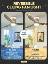60in Boho White Ceiling Mount Fan Light Dimmable with Remote Control 3 Blade Hemp Rope Ceiling Fan with Light Coastal Weathered Wood Ceiling Fan Outdoor for Balcony Kitchen Bedroom, F22 FookChak