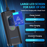 WINUSUAL Portable Level 1 & 2 EV Charger,16A 110-240V with Fix Time Charge, 20FT Cable, NEMA 6-20 Plug and NEMA 5-15 Adapter, SAE J1772 EV Electric car Charger, Current Adjustable(NOT for Tesla) WINUSUAL