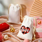 Shappy Sublimation Blank Small Drawstring Bags Candy Gift Bags 4x6'' Muslin Goodies Pouch Reusable Treat Sachet Sack for Valentine's Day Birthday Party Favors DIY Craft Supplies(50 Pieces) Shappy