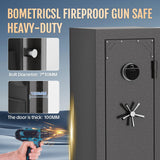 KAER Fireproof Gun Safe Biometric 20 Gun Safe for Rifles and Pistols 30 Minute Fire Protection Heavy-Duty Fingerprint Gun Cabinet for Shotguns with Digital Keypad, Large Quick Access (Grey) KAER