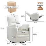Swivel Rocker Recliner Chair, Manual Nursery Rocking Chair Upholstered Adult Rocking Chair with 2 Pillows for Living Room Bedroom (White, Manual Operation) choairy