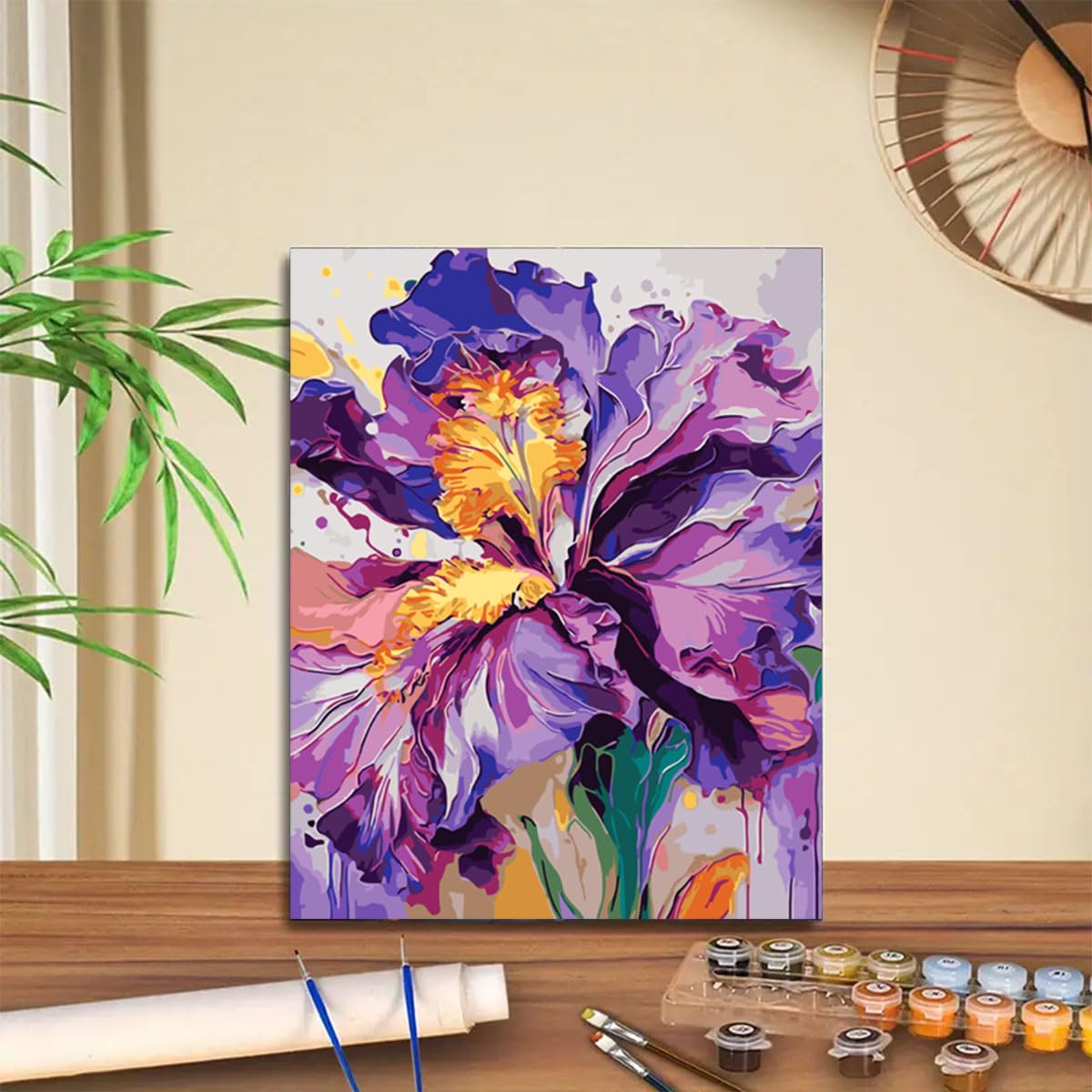 Iris Flower Paint by Numbers Kit for Adults Beginner,Flower Adult Paint by Number Kits on Canvas,Easy Canvas Paint by Numbers for Adults for Home Wall Decoration 16 X 20 inch GEMFAMILY