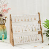 Yoimori Necklace Holder, 3 Tier Necklace Organizer Stand with White Velvet, Wood Necklace Display Stands for Selling, Jewelry Display Stand for 72 Necklaces Bracelets (Brown) Yoimori