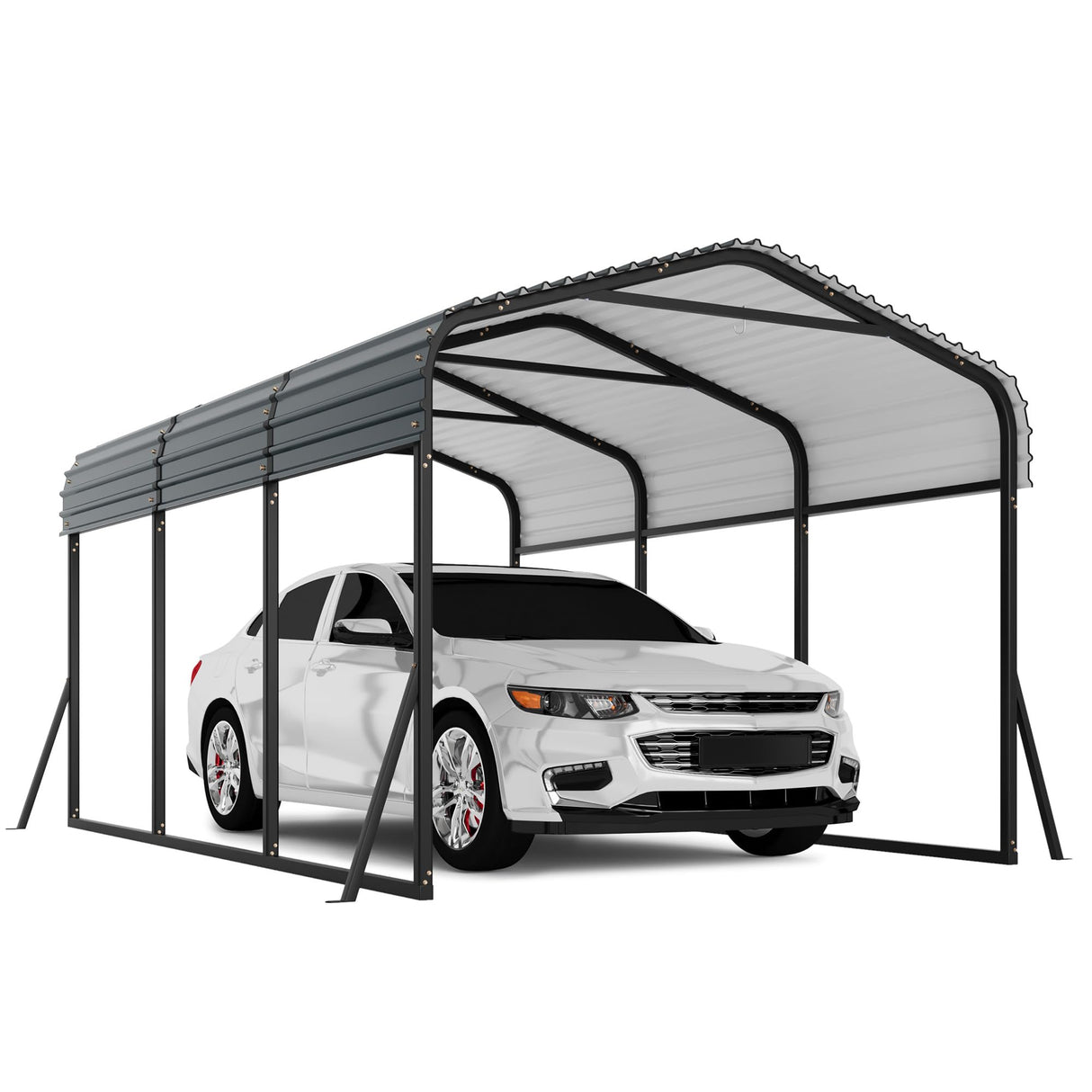 Reljofum 10 x 15 FT Metal Carport with Galvanized Steel Roof, Heavy Duty Metal Roof Carport with Enhanced Base, Tall Kits Garage for Tractors, Trucks, Boats, Cars Reljofum
