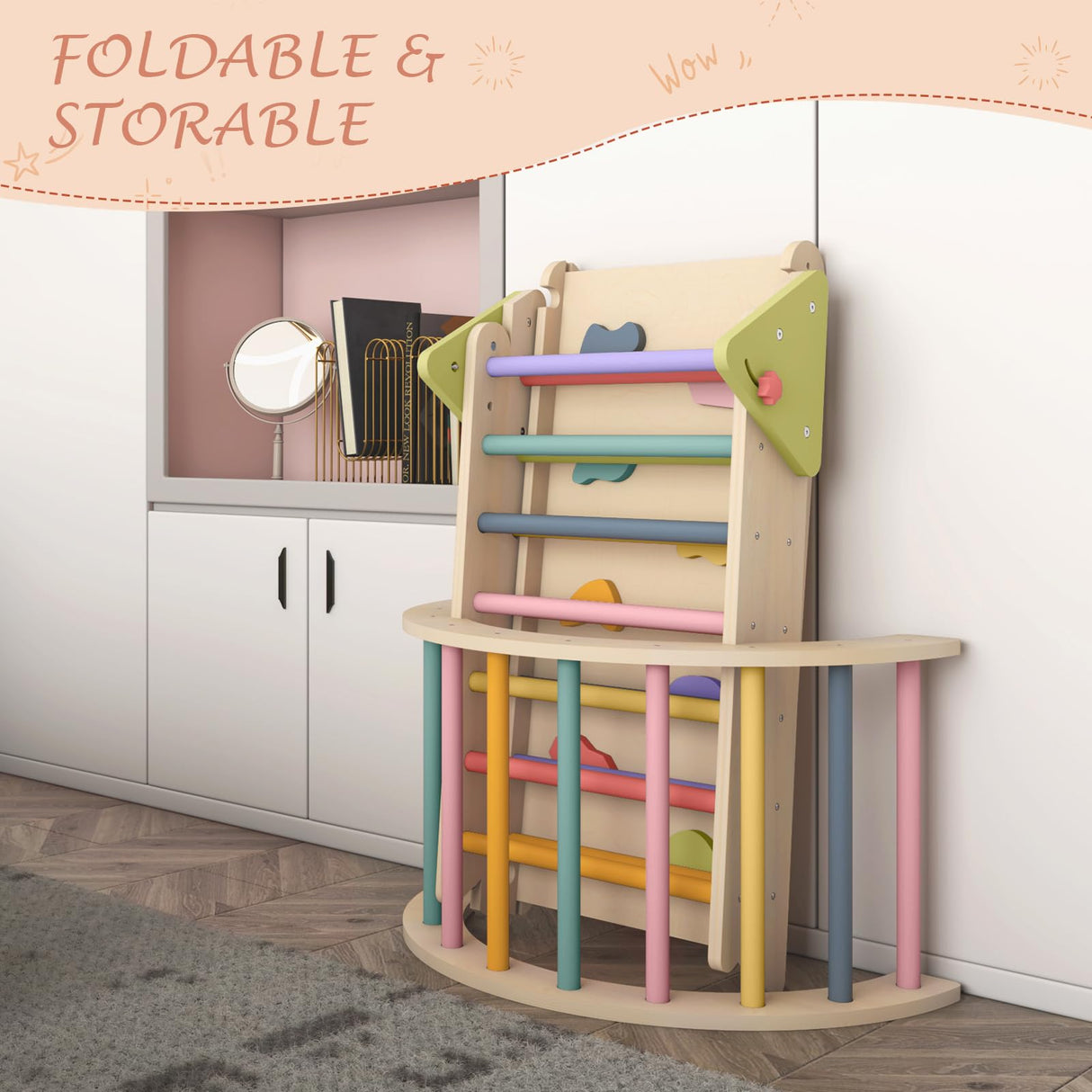 aiwo Pikler Triangle Set 7in1 Montessori Toddler Climbing Toys Indoor, Climbing Toys for Toddlers 1-3 Inside, Baby Climbing Gym Toddler Climber Indoor Playground aiwo