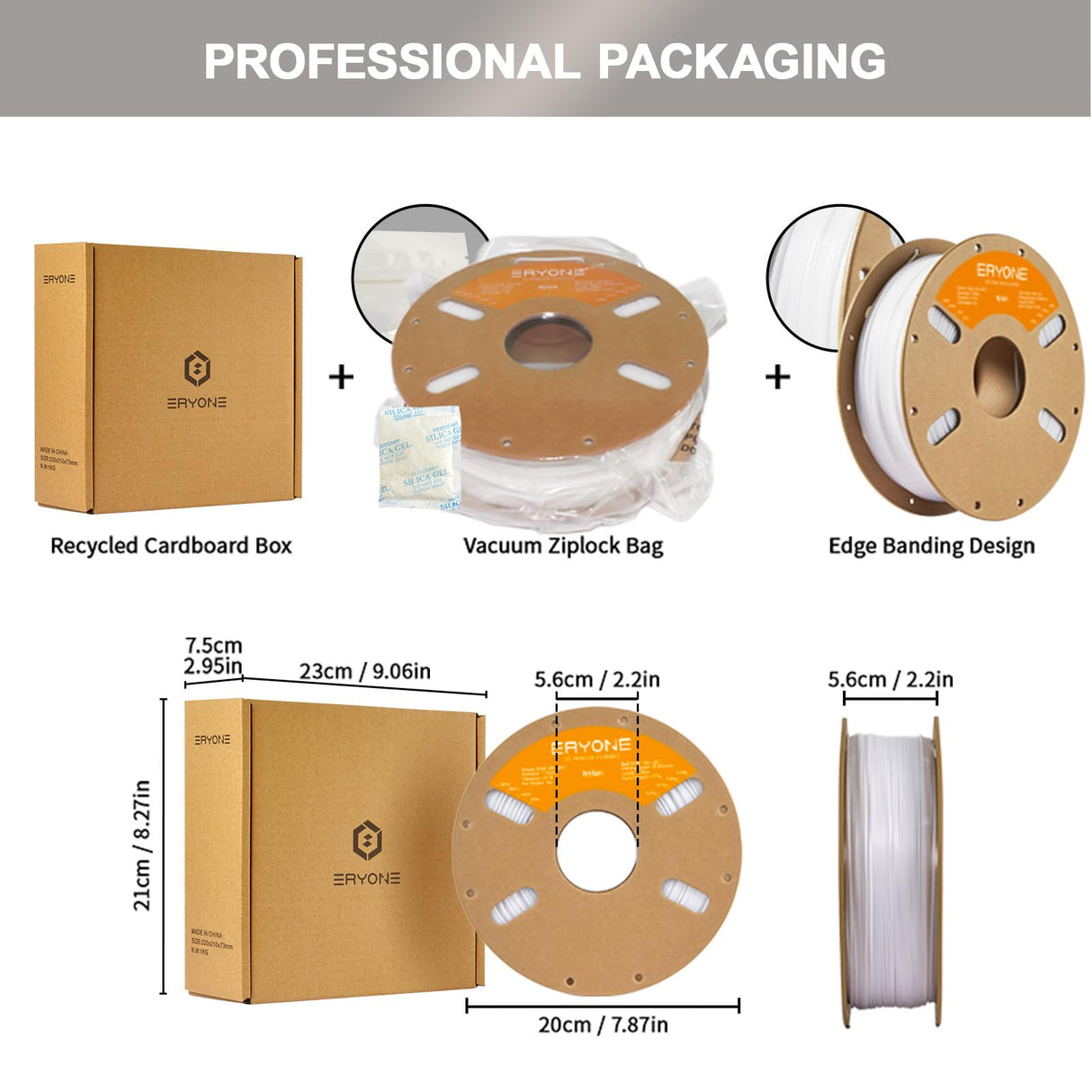 ERYONE PA6 Filament, 3D Printer Nylon Filament 1.75mm +/- 0.03mm, 1kg (2.2LBS)/Spool, Fit Most FDM Printer, PA6 White ERYONE