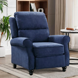 IOMOR Push Back Recliner Chair, Fabric Armchair Overstuffed Pushback Recliner, Heavy Duty Single Sofa Chair with Padded Seat Solid Wood Legs for Living Room (Blue) IOMOR