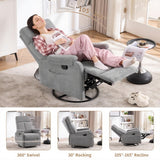 Zuacs Recliner Chairs, Swivel Rocking Chair Nursery, Glider Rocker Recliner Chair for Adults, Small Nursery Recliner for Living Room, Reclining with Modern-Designed Armrests, Upholstered Fabric Grey Zuacs