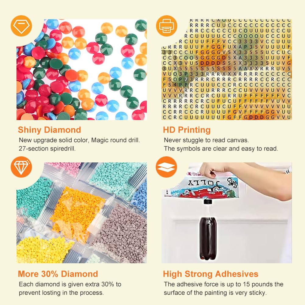 Anuver Diamond Art Flower Kits for Adults, Full Drill Rose Diamond Art Kits for Beginner, 5D DIY Diamond Painting Kits for Home Wall Decor, 12x12 Inch Anuver