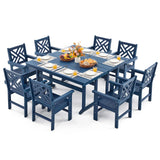 AXMOLM 10 Piece HDPE Outdoor Dining Set for 8, Patio HDPE Furniture Set with 2 Table and Umbrella Hole, Outdoor Table and Chairs for Garden, Poolside, Backyard, Deck AXMOLM