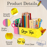 Zhamate Personalized Pencil Holder, Teacher Appreciation Gifts Teacher Name Pencil Holder Wooden Pencil Shape, Teachers' Day Birthday Supplies for Women Men Desk Sign Classroom School Office Decor Zhamate