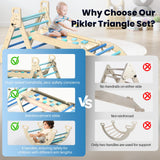 BlueWood Pikler Triangle Set, Foldable Wooden Climbing Toys Set, Indoor Playground Jungle Gym, Montessori Climbing Set for 2-6 Years Old, Toddlers, Baby, Kids (Sky Blue) BlueWood
