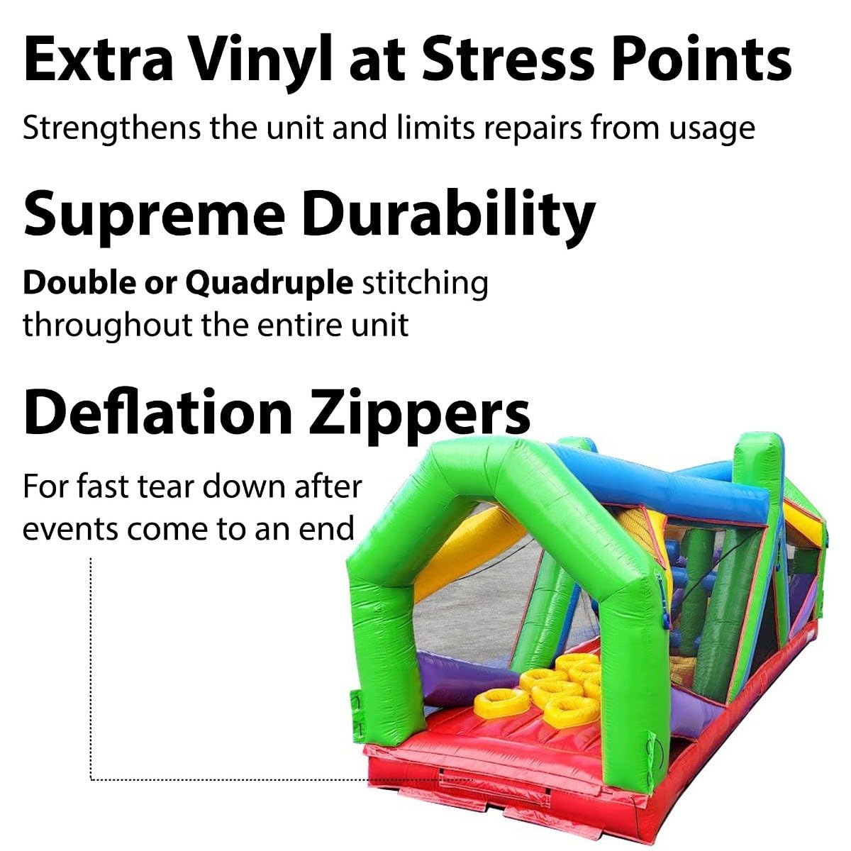 Retro Radical Run Inflatable Obstacle Course, Extreme Unit #2, 30' L x 11' W x 12' H, Commercial Grade Interactive Bounce House, Includes Blower and Stakes TentandTable