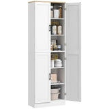 HOMCOM 67" Freestanding Kitchen Pantry, 4-Door Storage Cabinet Organizer with Adjustable Shelves, Kitchen Cabinet with Doors and Shelves, Distressed White HOMCOM